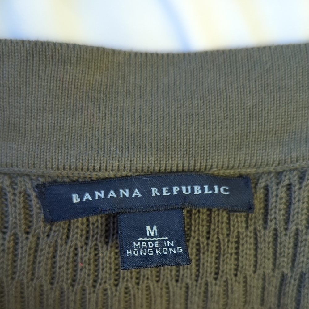 01558 Banana Republic Knit Belted Cardigan Green Size Medium preppy Business - Picture 5 of 7